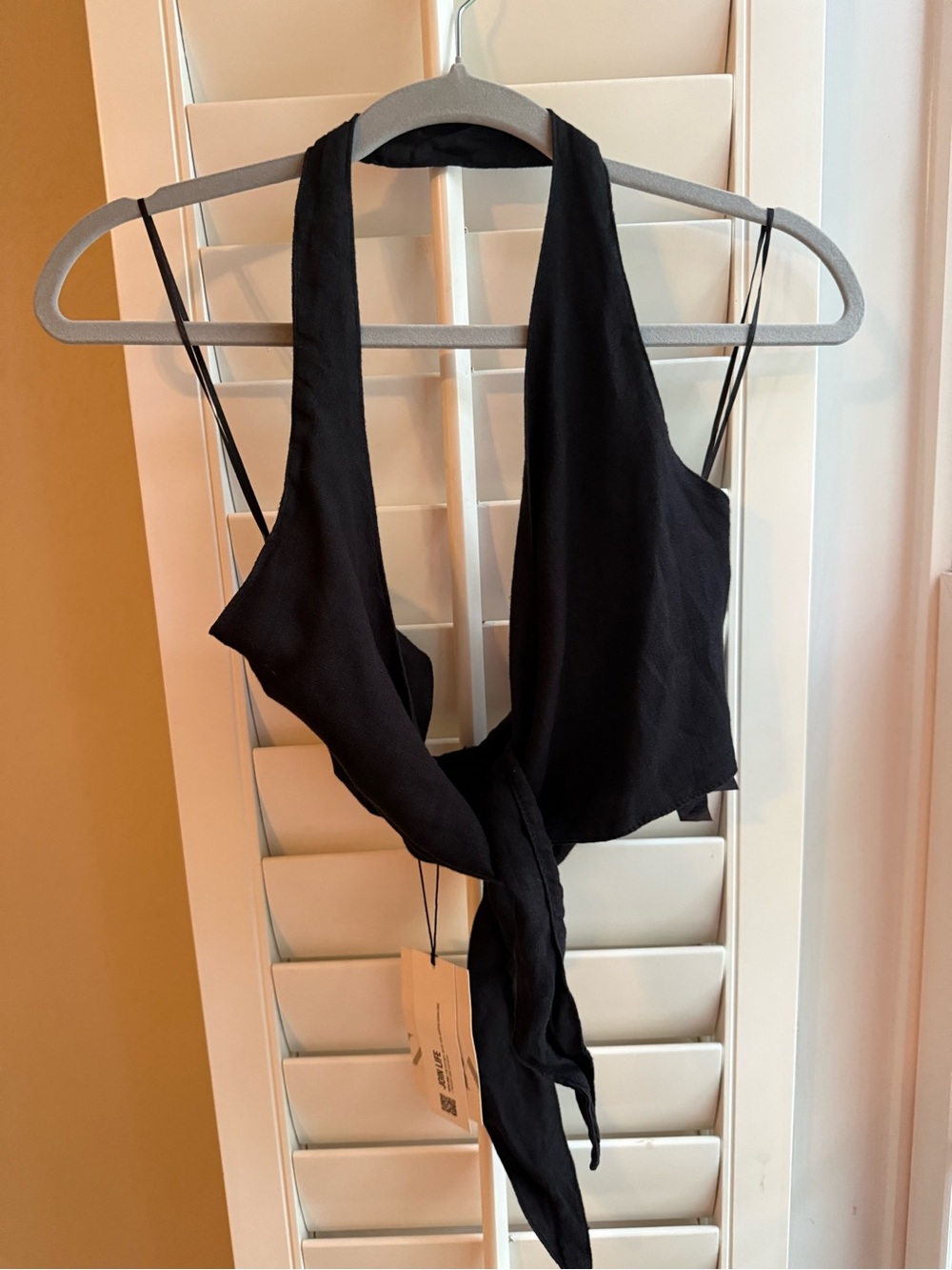 ZARA Black Tie-Front Women's Halter Top